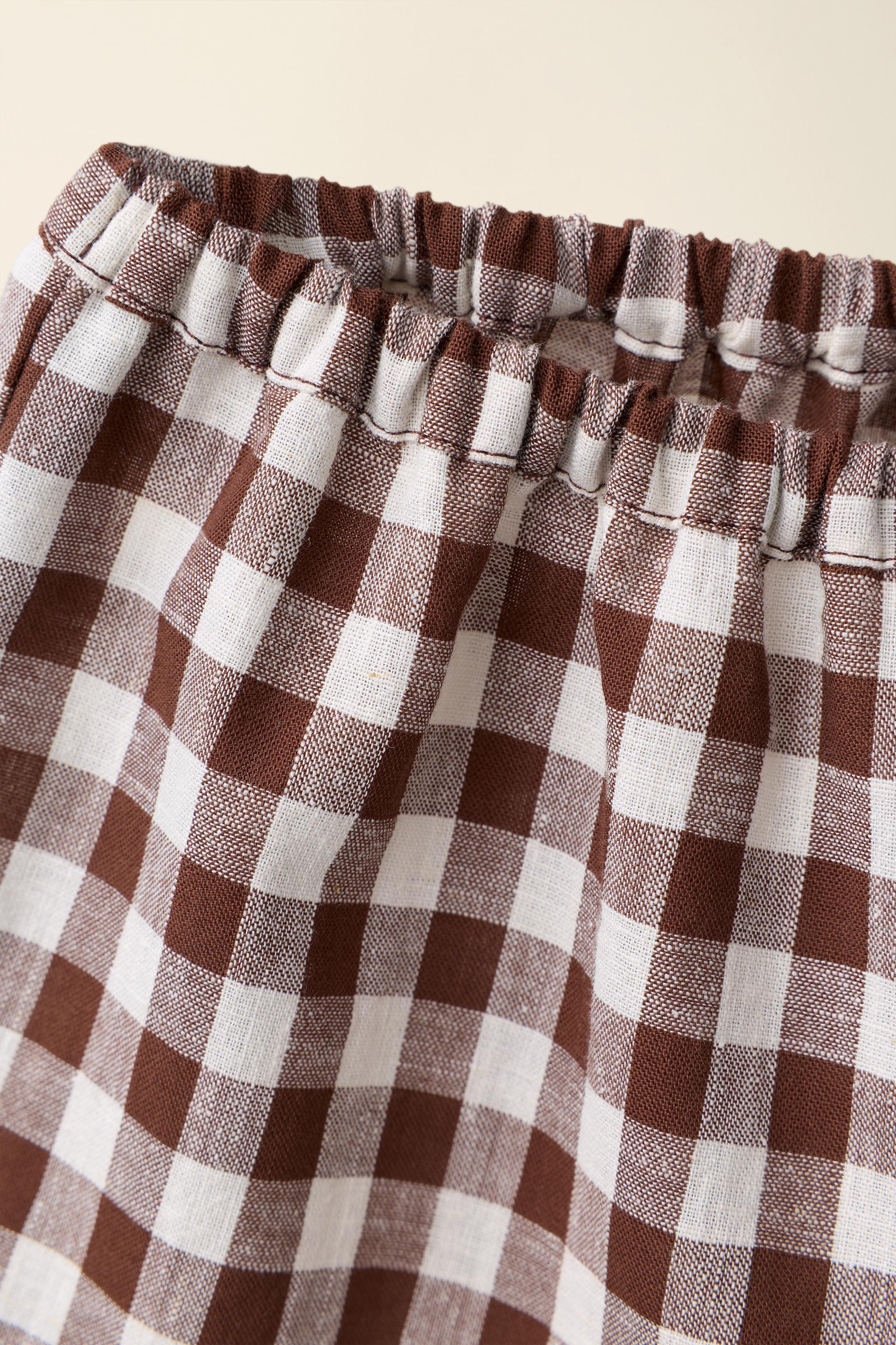 GINGHAM COTTON LINEN SHORTS CREATED BY CARAMEL LONDON X ZARA